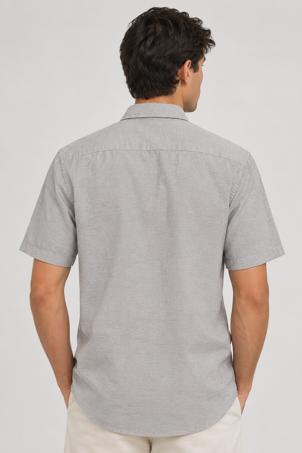 Camisa Casual Gris para Hombre de Manga Corta | Corte Regular Fit - Imagen 6