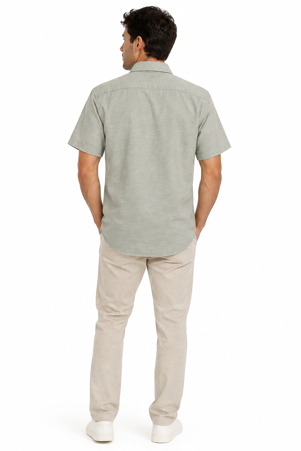 Camisa Casual Gris para Hombre de Manga Corta | Corte Regular Fit - Imagen 9