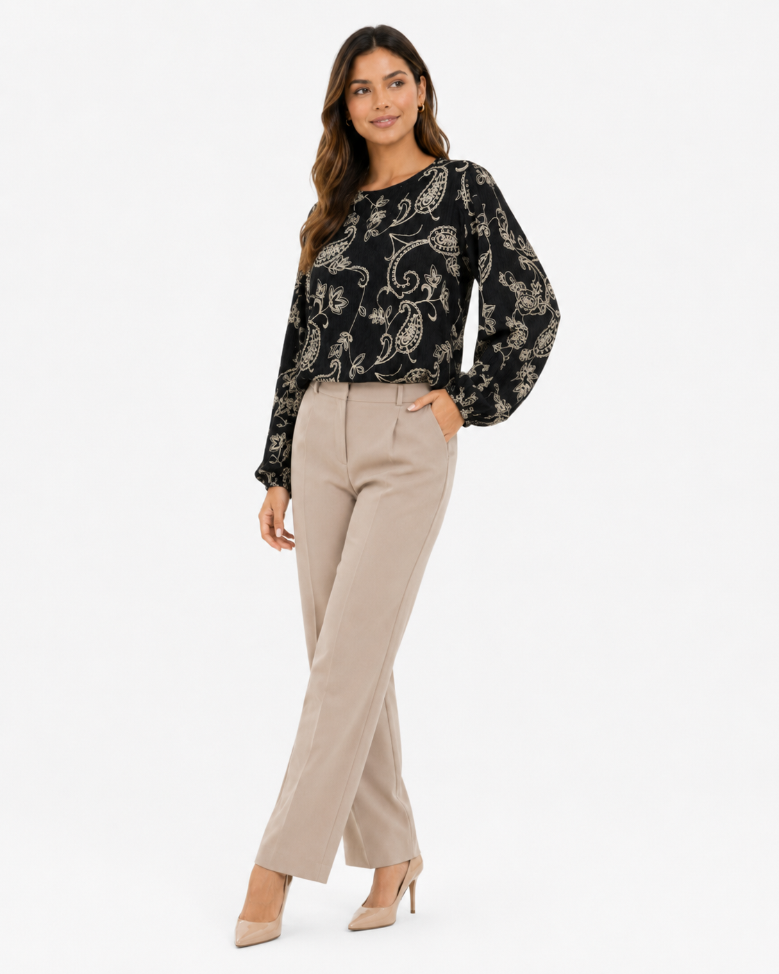 Blusa de Manga Larga con Estampado Paisley - Imagen 2