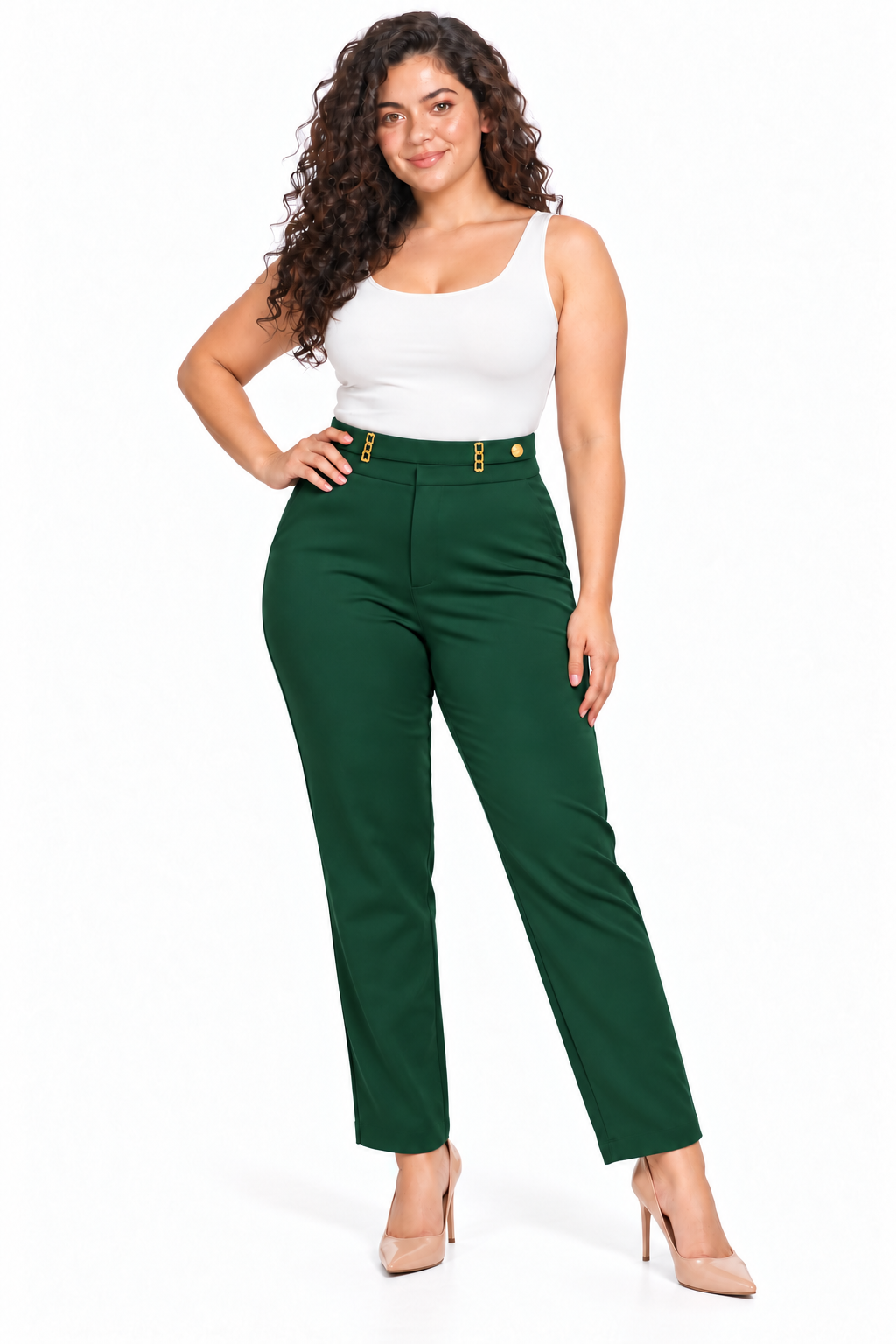 Leggings Plus Size de Tiro Alto con Herraje y Ajuste Elástico - Imagen 4