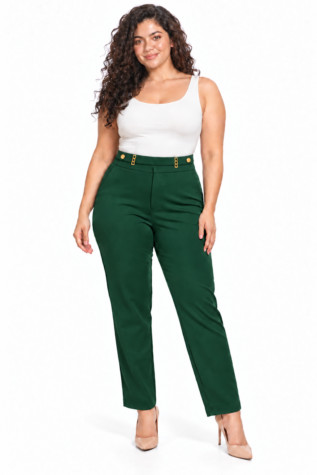 Leggings Plus Size de Tiro Alto con Herraje y Ajuste Elástico - Imagen 5
