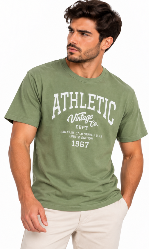 Camiseta Casual para Hombre con Estampado Tipográfico