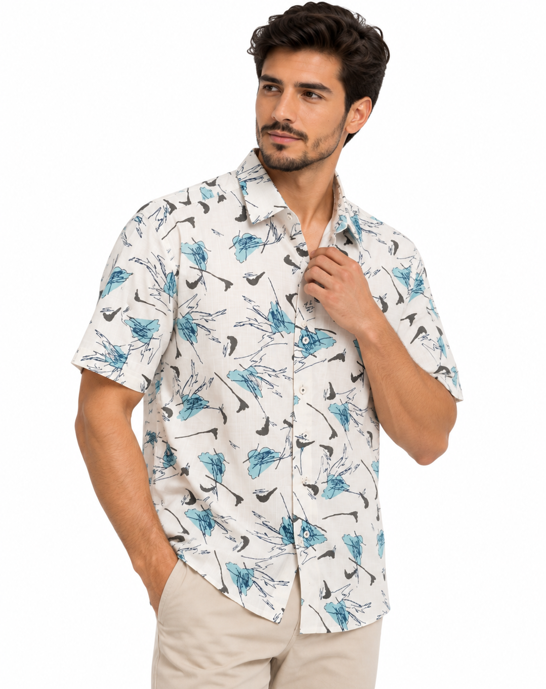 Camisa Manga Corta Hombre Estampado Abstracto - Imagen 2