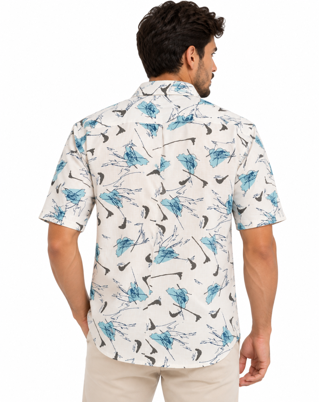 Camisa Manga Corta Hombre Estampado Abstracto - Imagen 3