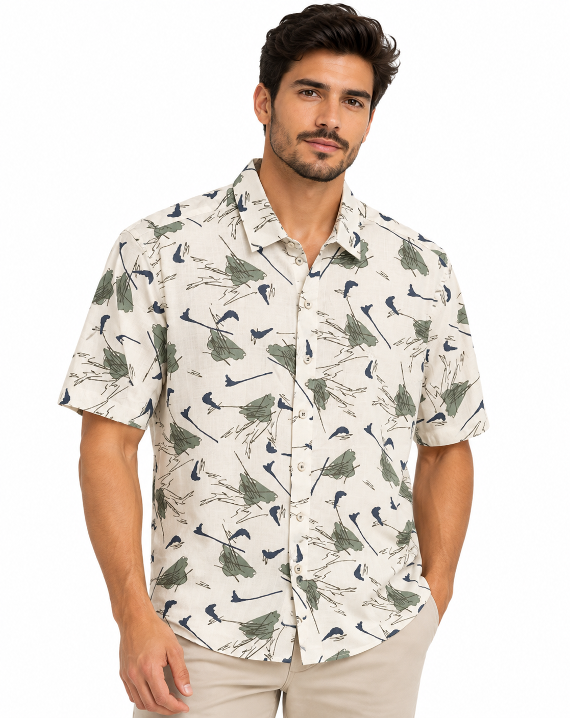 Camisa Manga Corta Hombre Estampado Abstracto - Imagen 5
