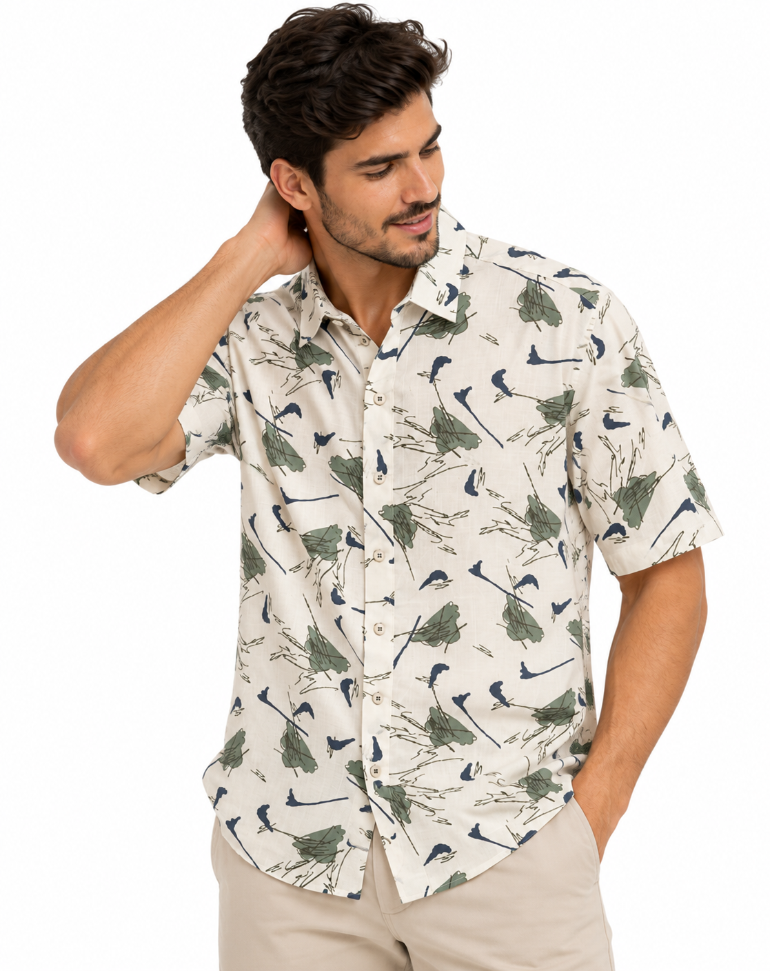 Camisa Manga Corta Hombre Estampado Abstracto - Imagen 4
