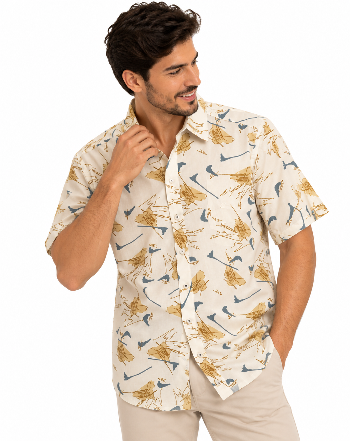 Camisa Manga Corta Hombre Estampado Abstracto - Imagen 8