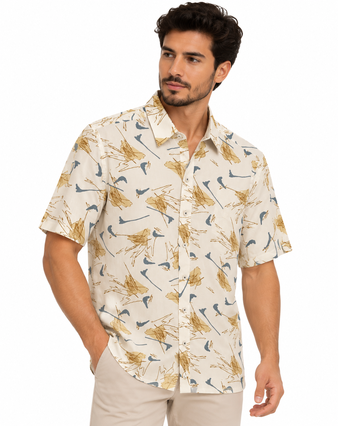 Camisa Manga Corta Hombre Estampado Abstracto - Imagen 7