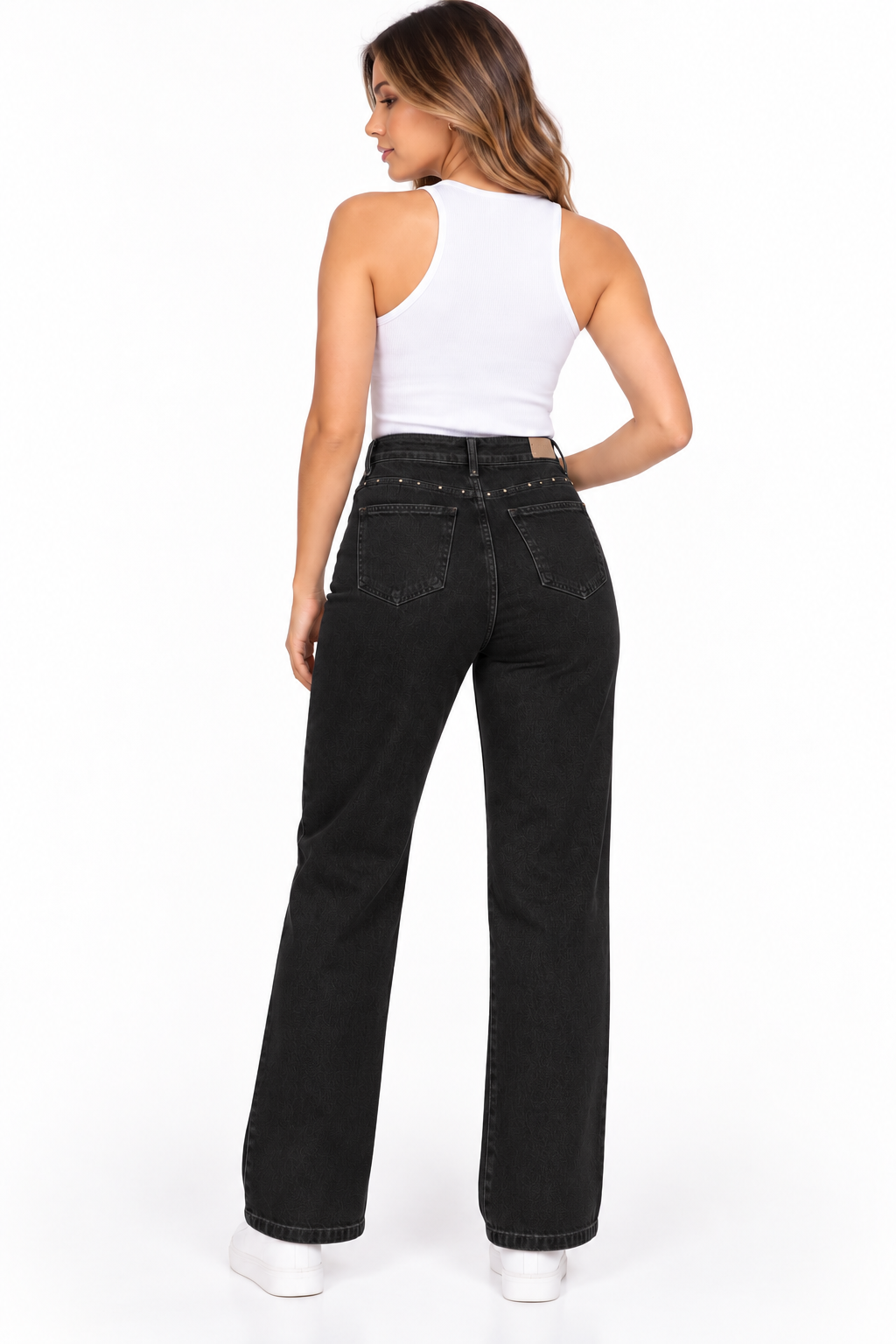 Jean Wide Leg de Tiro Alto en Denim Azul Clásico - Imagen 6