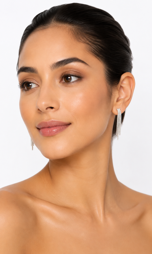 Aretes Colgantes de Flecos Largos con Microcirconias Brillantes