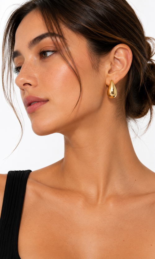 Aretes Topo Esculturales con Silueta de Gota Abombada